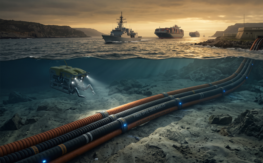 Image showing cables running undersea